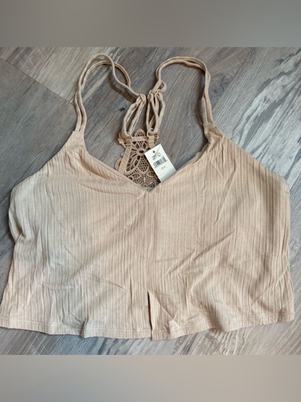 Aerie Ribbed Lace Appliqué Crop Top Bralette Size Small NWT